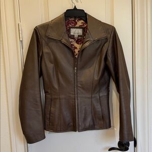 Wilsons Leather Jacket with Burgundy and Cream Lining